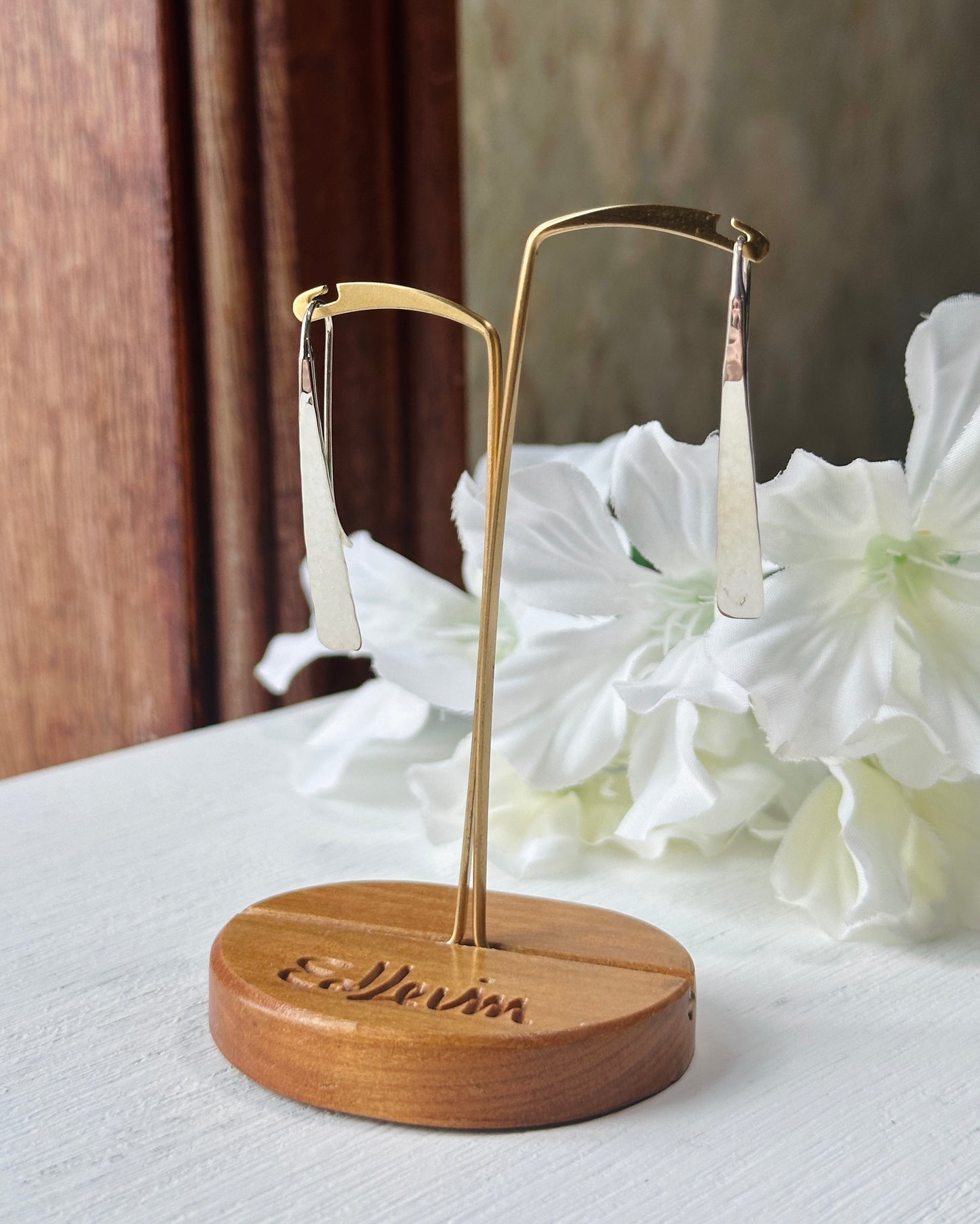 SS Hammered Taper Earring EA76012