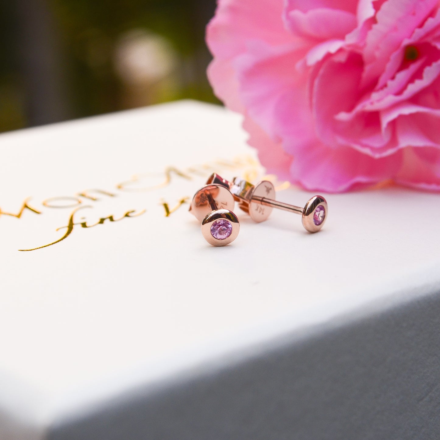 14kR .14cttw Pink Sapphire Bezel Stud SC55026476