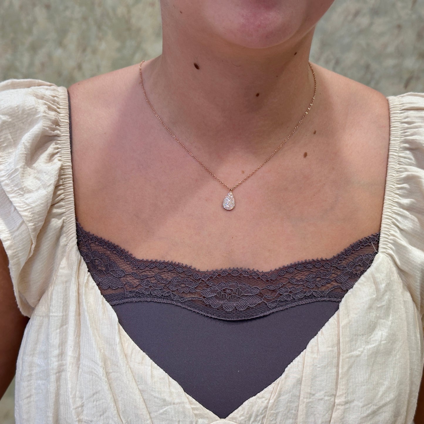14kR .19cttw Diamond Pave Pear Necklace SC55002003
