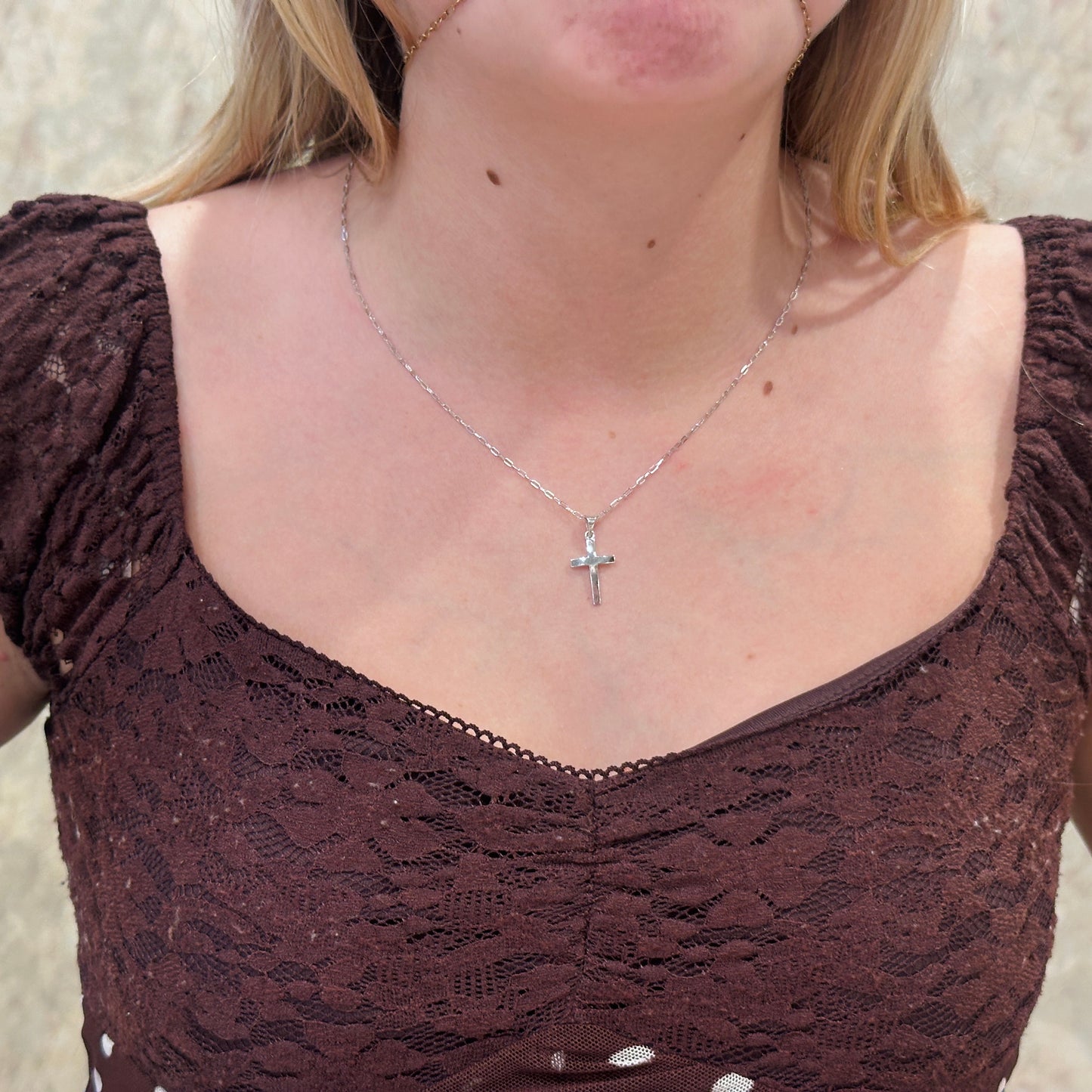 SS 23.7x11.5mm Cross Paperclip Necklace R50064 - 18"