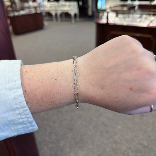SS Rounded Rectangular Link Bracelet SBE20AO-7.5"