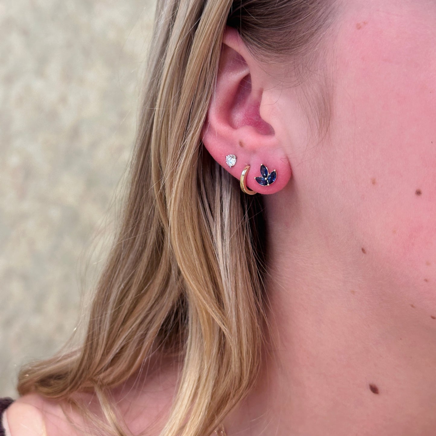 14kY Marquise Blue Sapphire Studs 688828