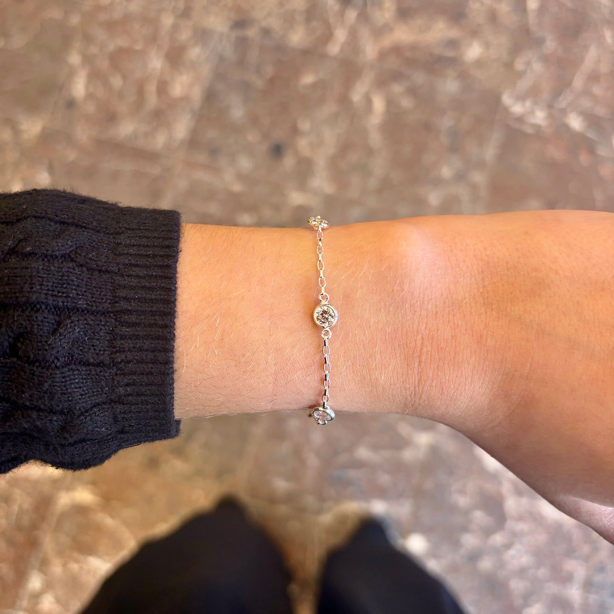 SS CZ Station Bracelet QX936CZ-7.5