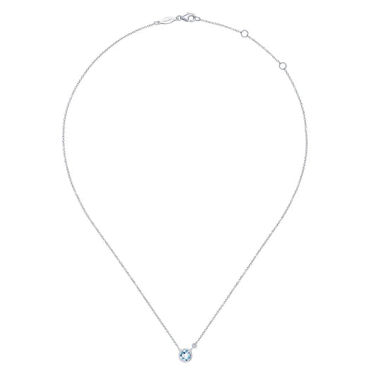 SS .61ct Aquamarine .02ct Dia Necklace NK5241SV5AQ-17.5
