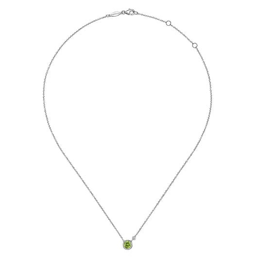 SS .98ct Peridot .02ct Dia Necklace NK5241SV5PE-17.5