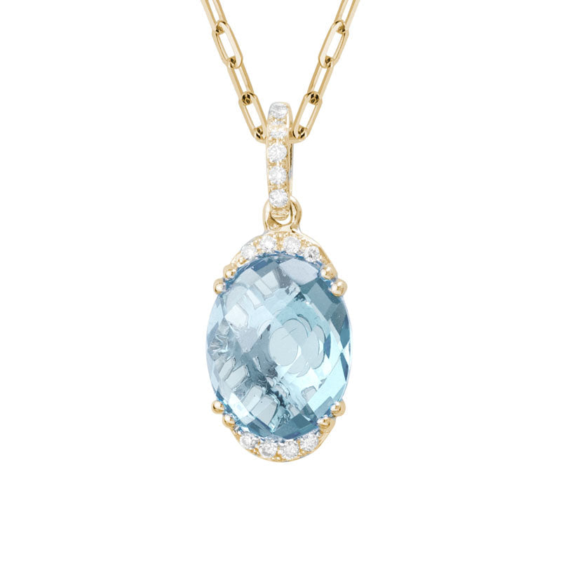 14kY 2.15ct Aqua 0.06ct Dia Pendant GNG98LTY06AQ