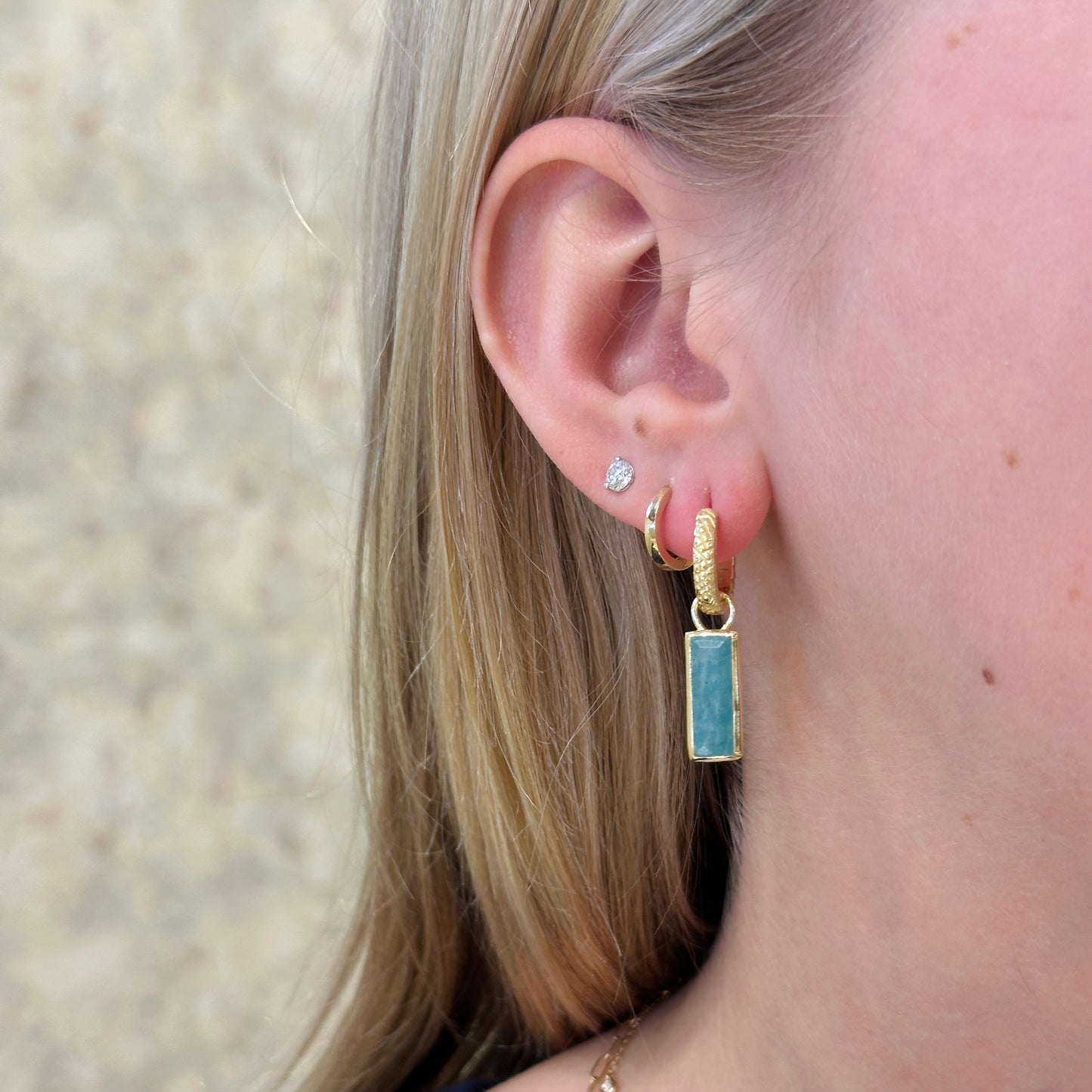 18k Vermeil Amazonite Hoop Dangle PE129- 3283/AZO