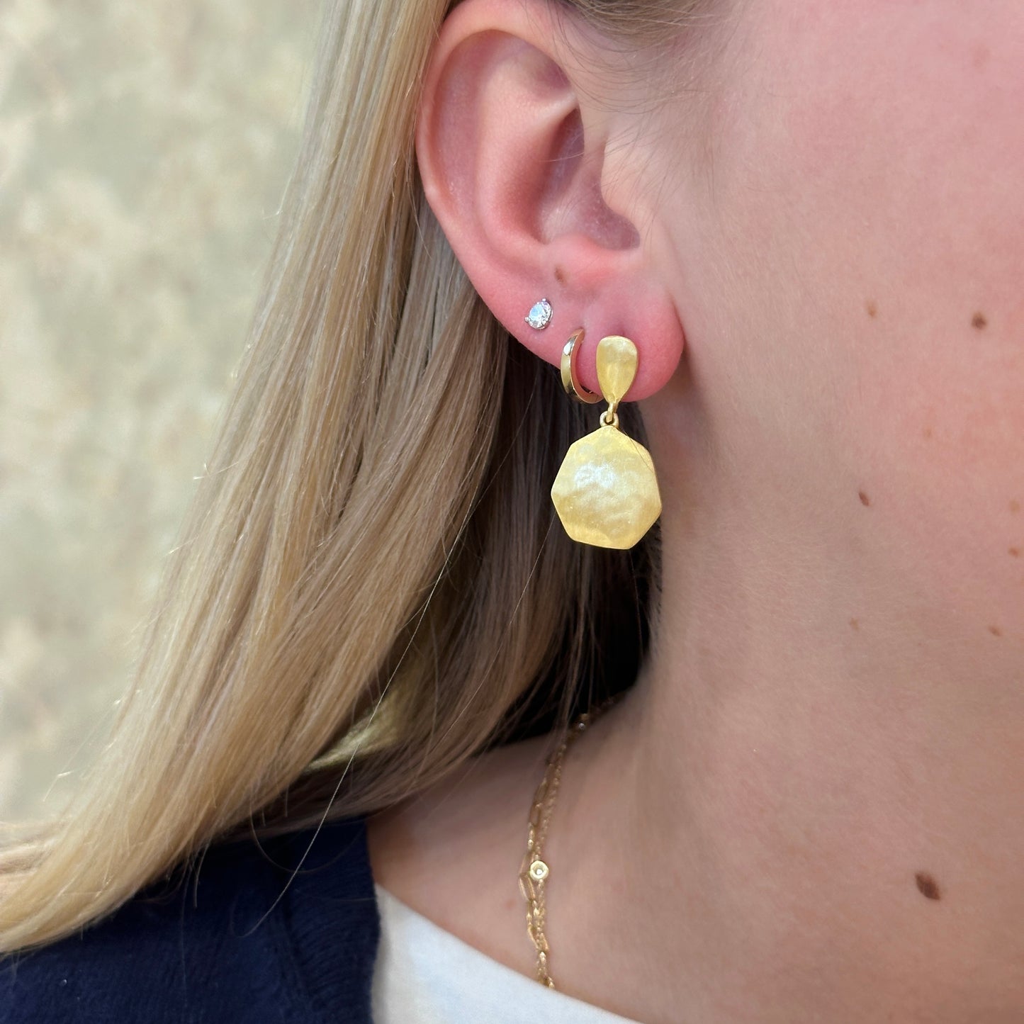 18k Vermeil Hammered Dangle Earring PE129-28/OM