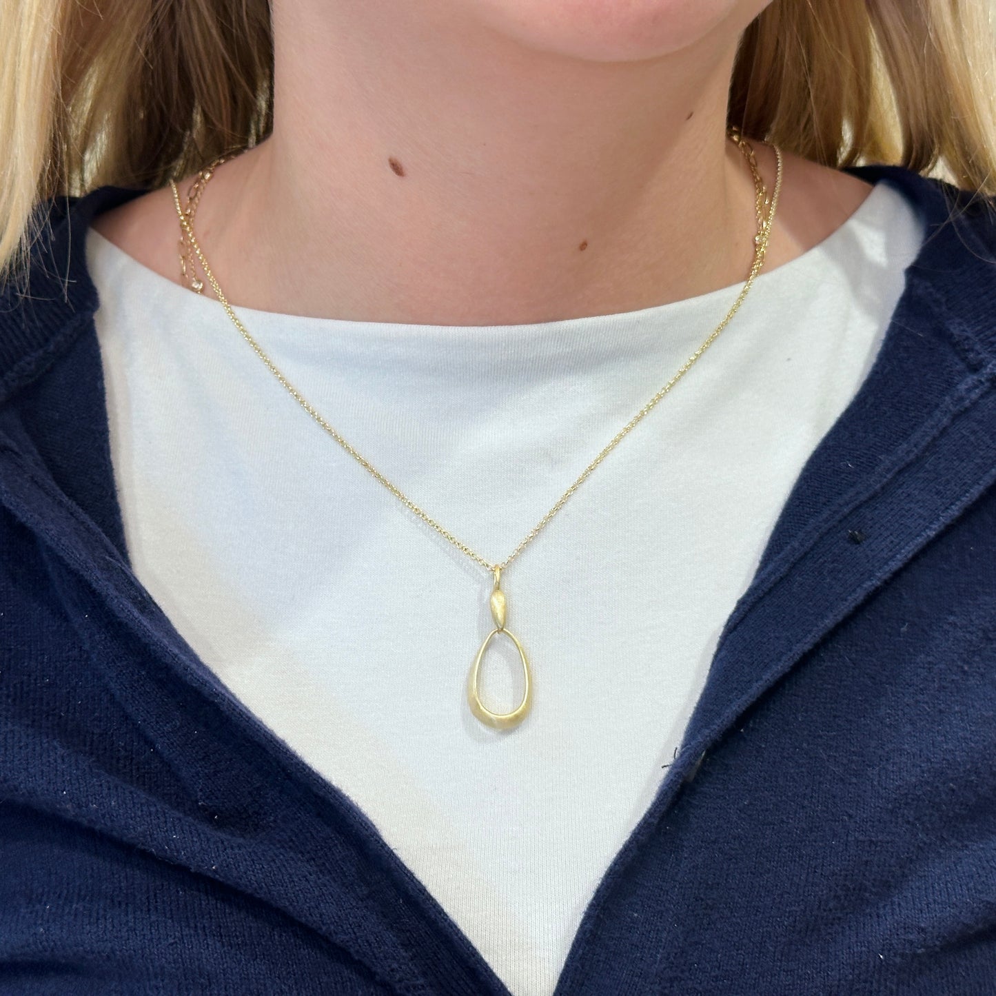 18k Vermeil Satin Oval Drop Necklace CG120-51/OM