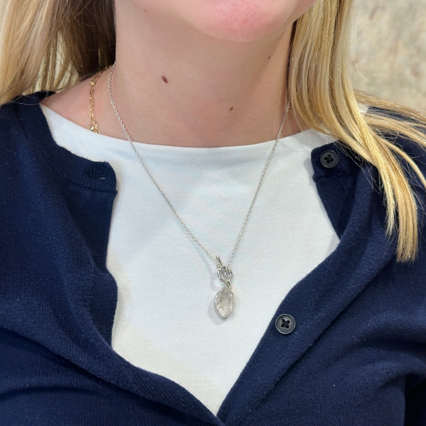 SS Herkimer Toggle Necklace CL129-51