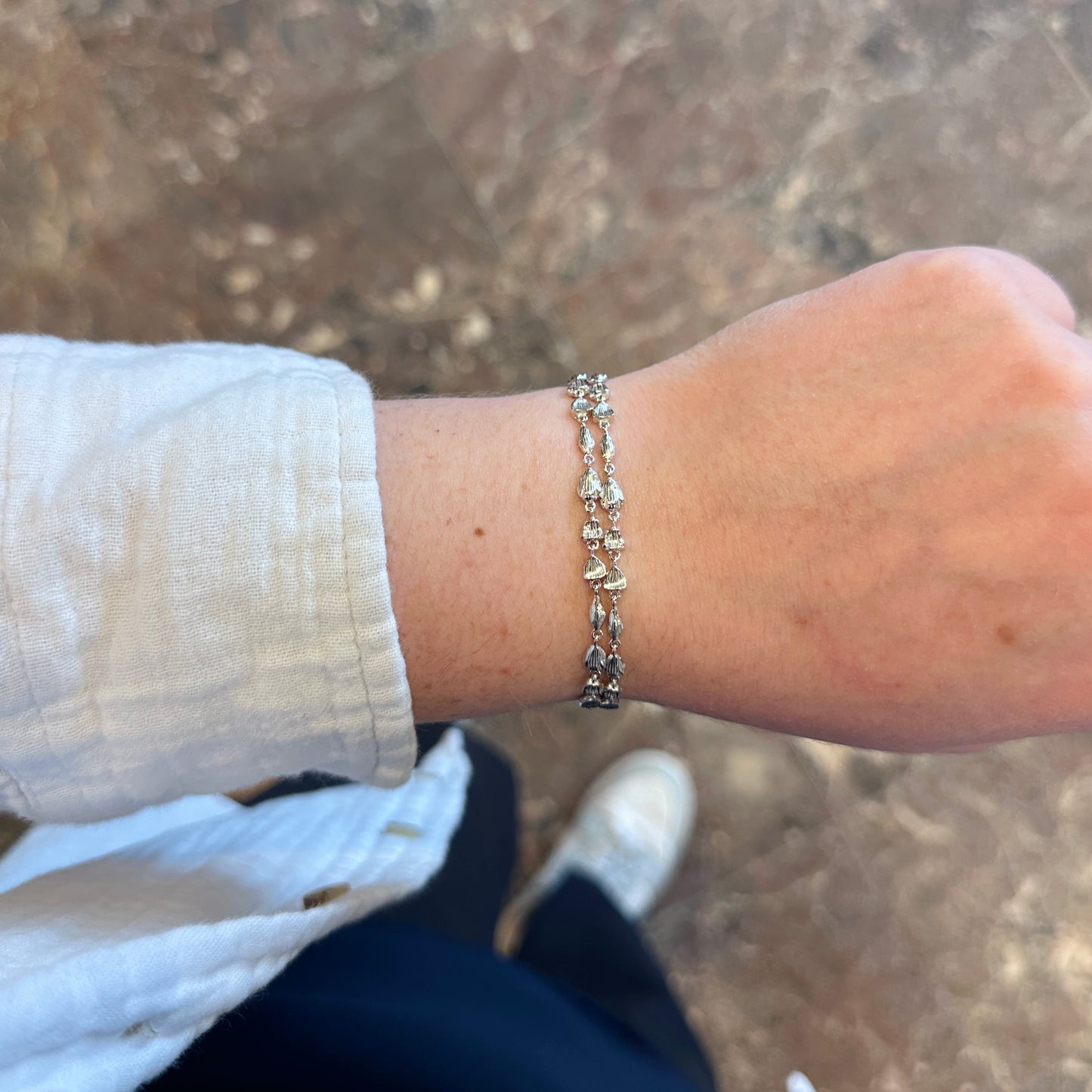 SS Nugget Double Strand Bracelet PU129-1519