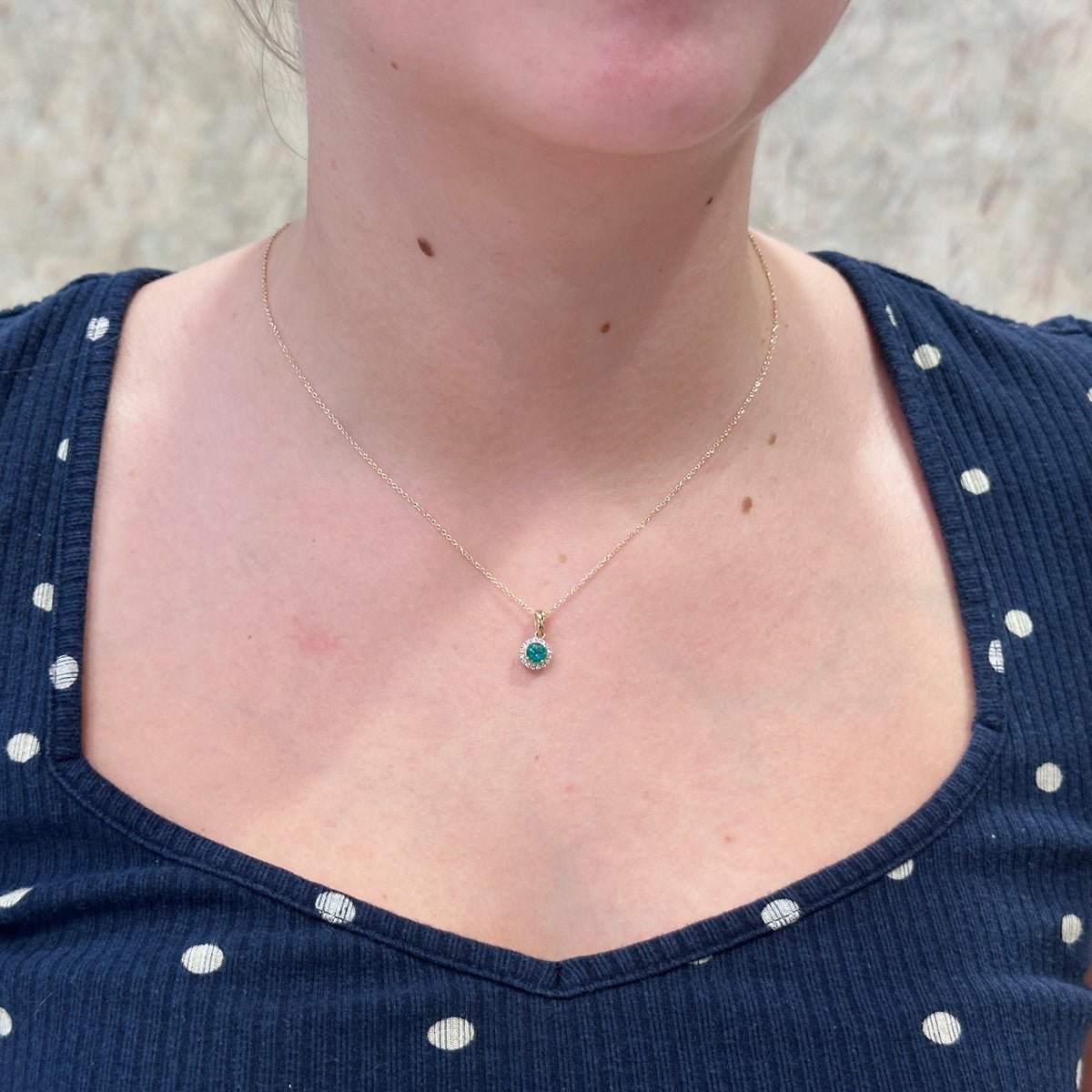 14kY .38ct Emerald .07cttw Diamond Pendant TPQ7120NE