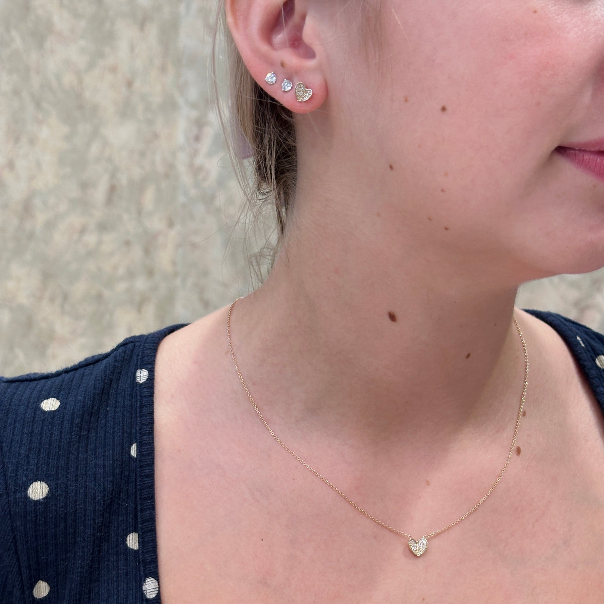 14kY .16cttw Diamond Heart Stud E- 0205-D