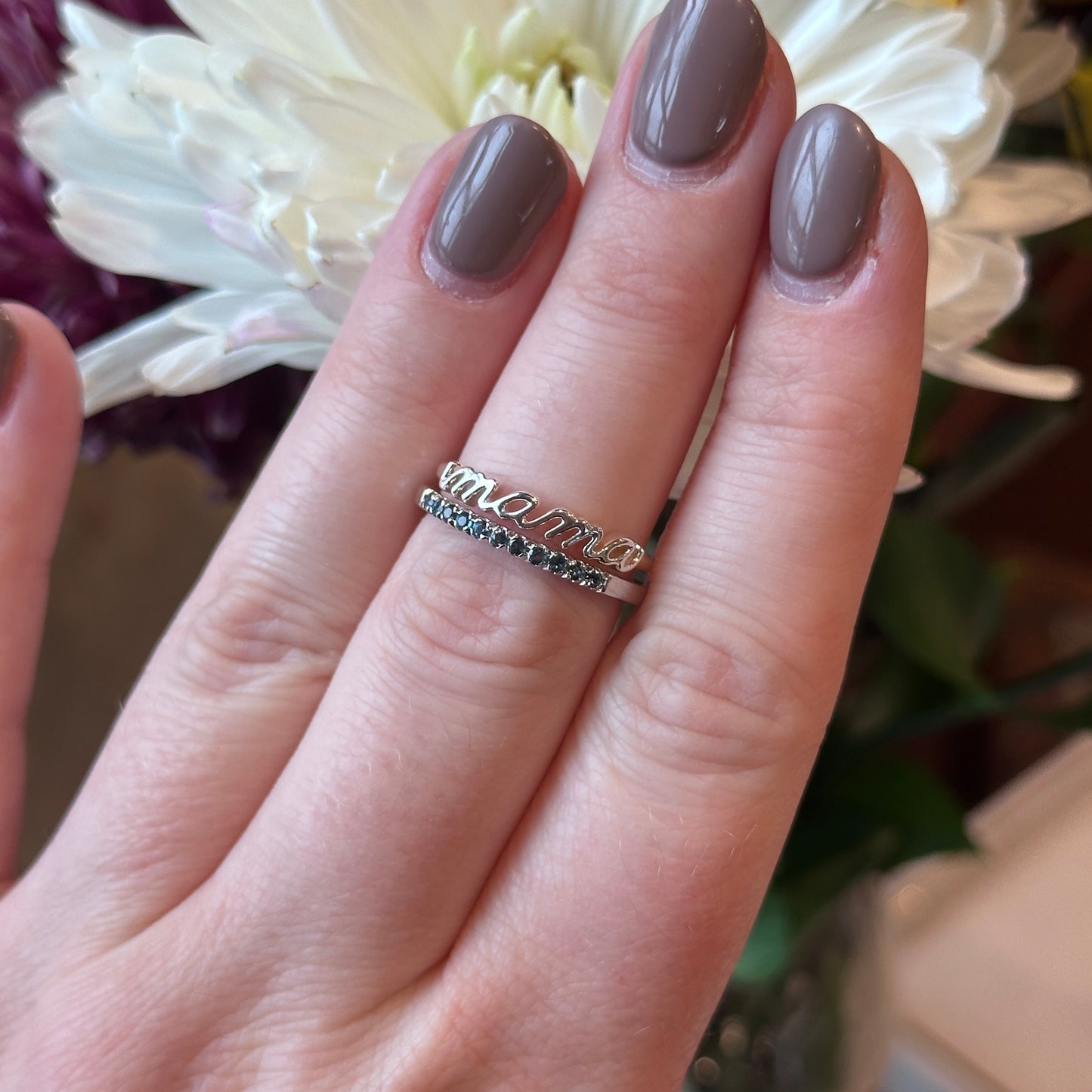 SS Mama Script Ring 57739-7