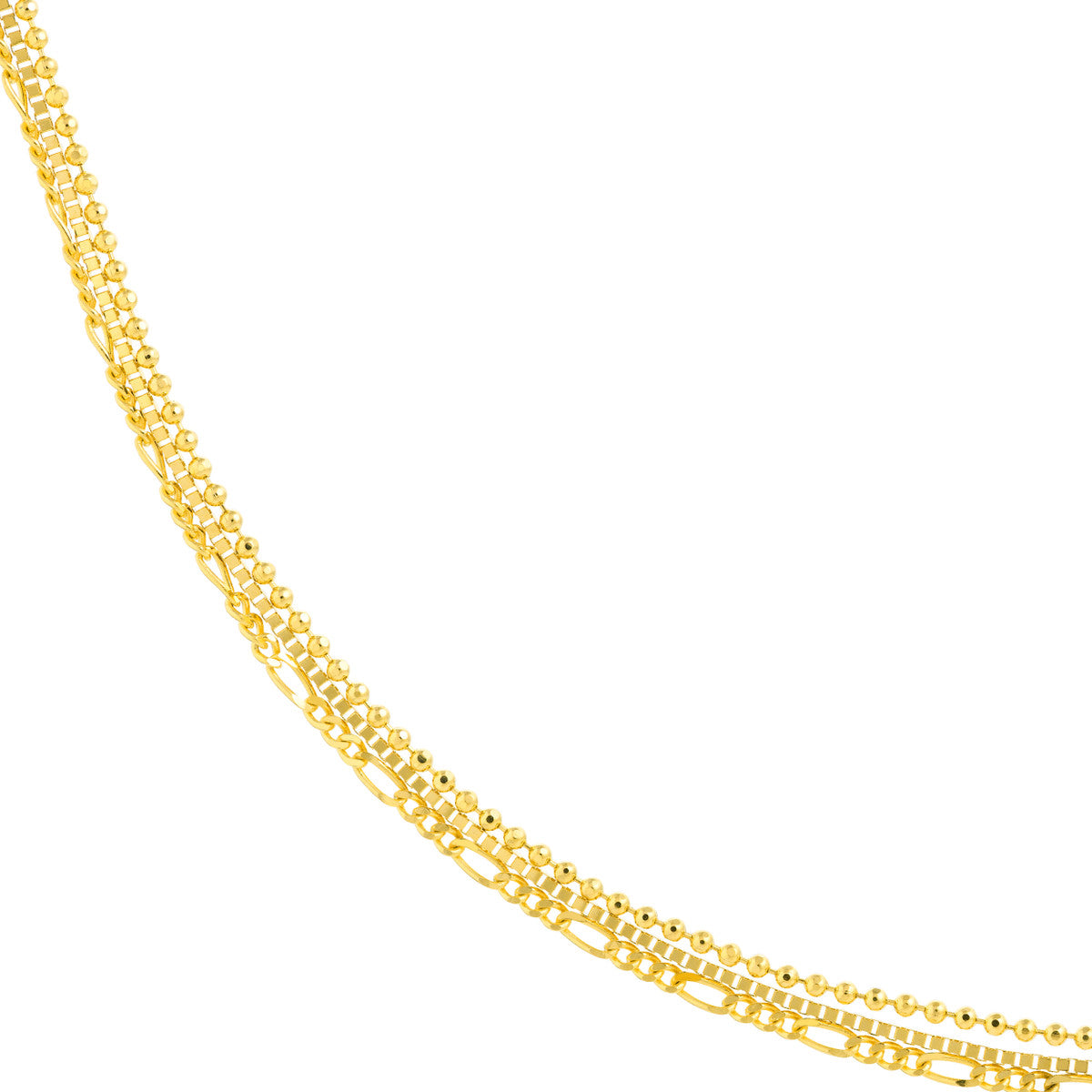 14kY Triple Strand Mixed Chain Necklace MF037978-14Y