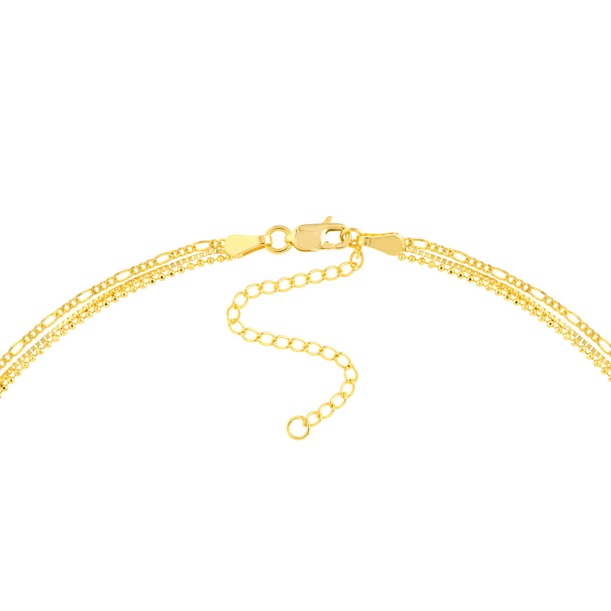 14kY Triple Strand Mixed Chain Necklace MF037978-14Y