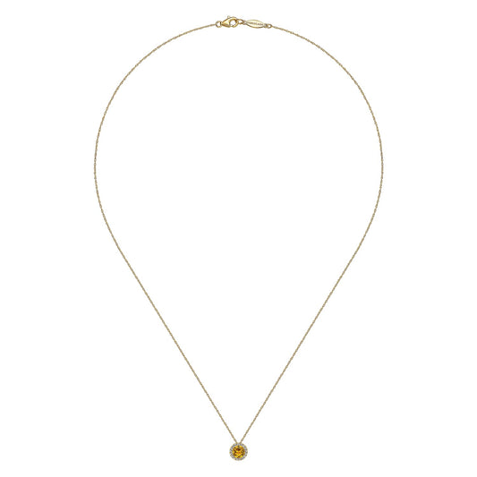 14kY .40ct Citrine & .07ct Dia Necklace NK2824Y45CT