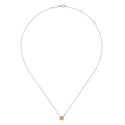 SS .80ct Citrine .02ct Dia Necklace NK5241SV5CT - 17.5