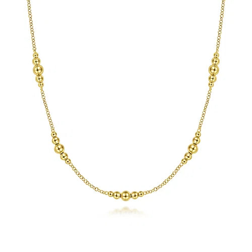 14kY Graduated Bead Station Neck NK6559Y4JJJ-17.5