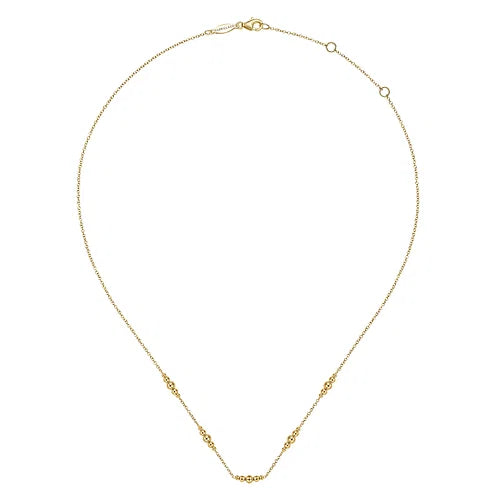 14kY Graduated Bead Station Neck NK6559Y4JJJ-17.5