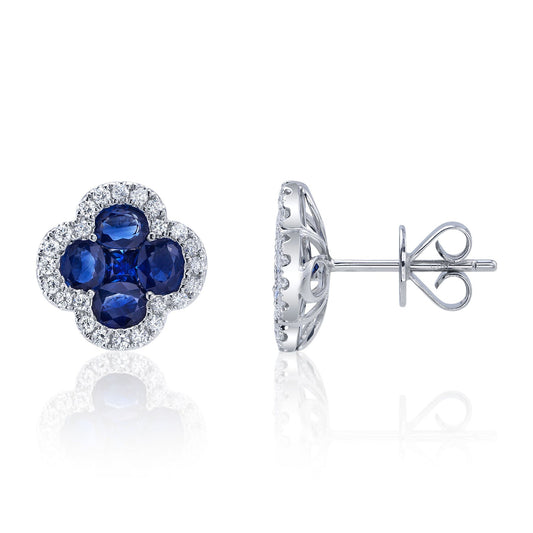 14kW 2.31cttw Blue Sapphire .33cttw Diamond Stud SC41002223