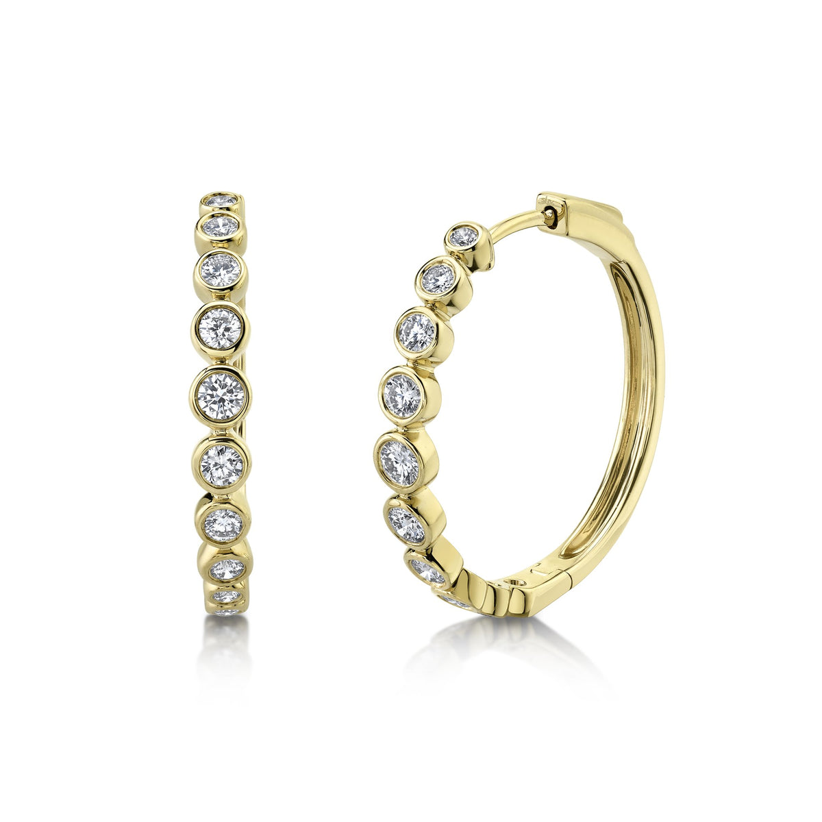 14kY .89 Bezel Diamond Hoop SC55021095