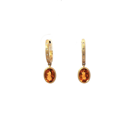 14kY 1.56cttw Citrine .02cttw Diamond Earring AE77575C-920Y
