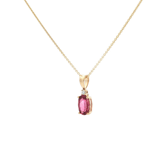 14kY .77ct Pink Tourmaline .03ct Diamond Pendant