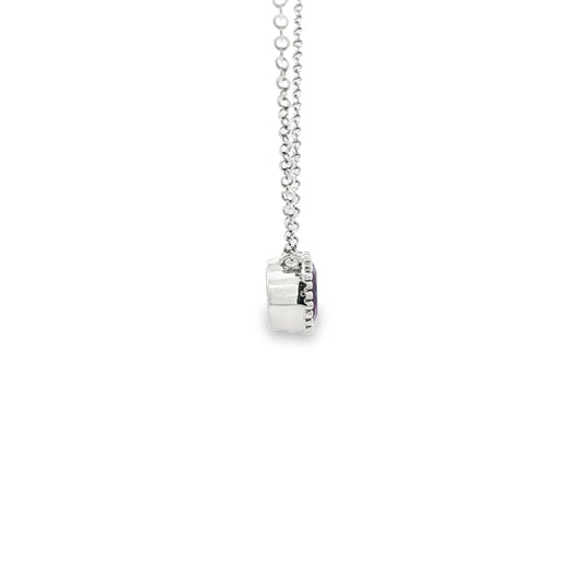 SS 6mm Amethyst Beaded Bezel Necklace