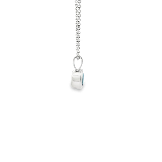 SS 6mm Blue Topaz Bezel Pendant