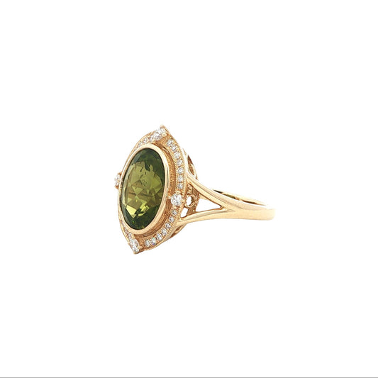14kY 4.92ct Peridot .30cttw Diamond Ring TRQ7650NPE - 6.5