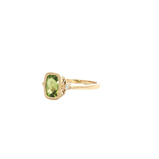 14kY 1.30ct Peridot & 0.03cttw Diamond Ring TRA4645NPE - 6.5