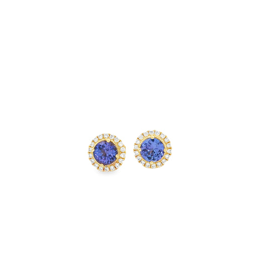 14kY 1.06cttw Tanzanite .17cttw Diamond Stud TEQ7120NTN