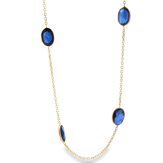 14kY 7.50cttw Sapphire Slice Station Necklace NZ6021 - 18"