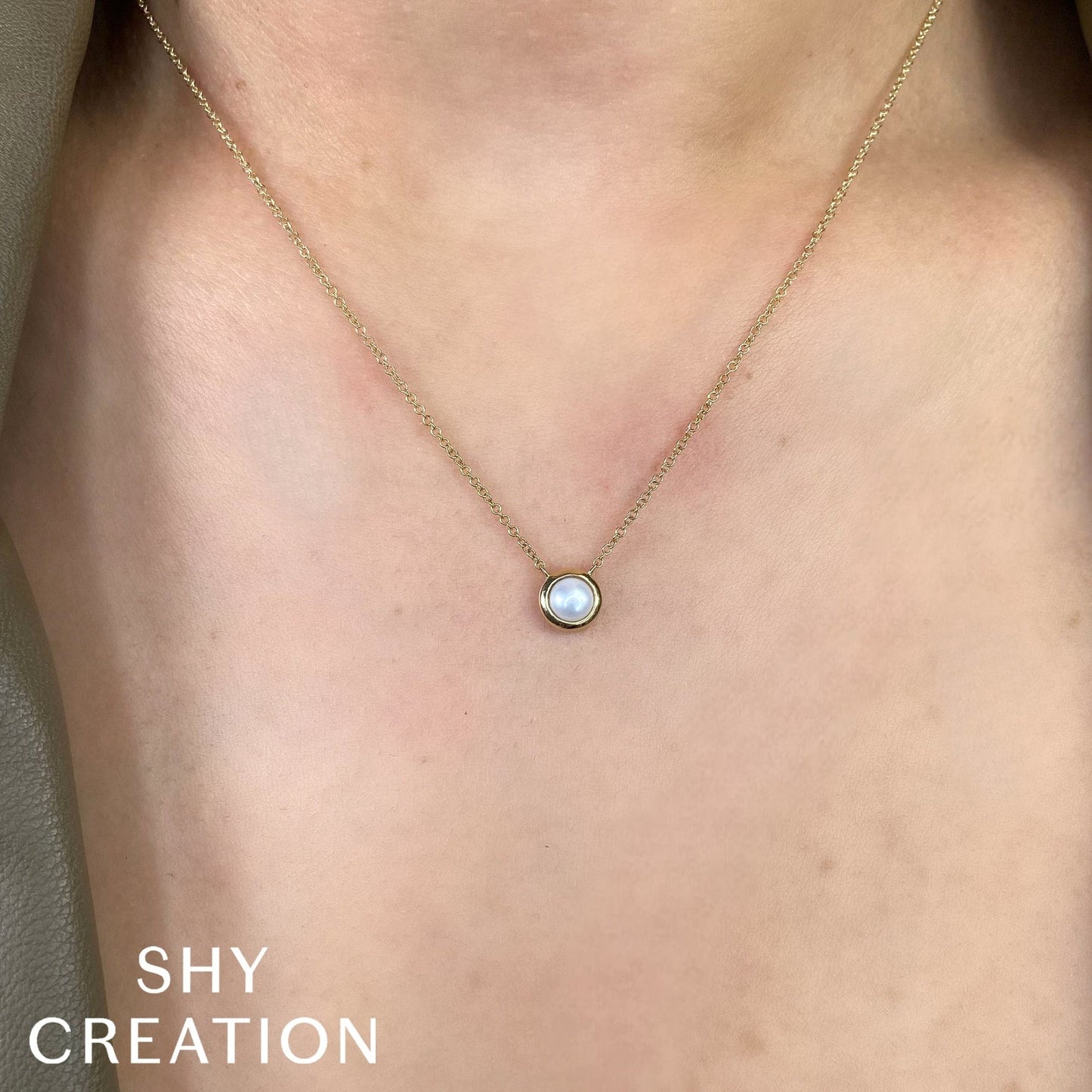 14kR Cultured Pearl Bezel Necklace SC55025177