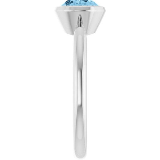 14kW 8x6mm Swiss Blue Topaz Bezel Ring 72021