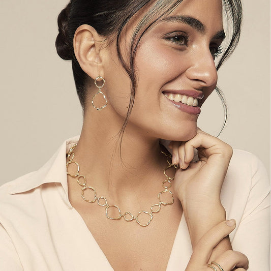 18k Vermeil Irregular Circle Drop Earring PE129-2326/O