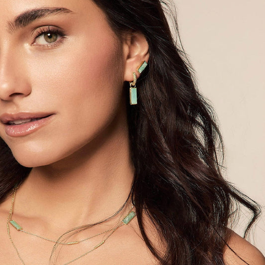18k Vermeil Amazonite Hoop Dangle PE129- 3283/AZO