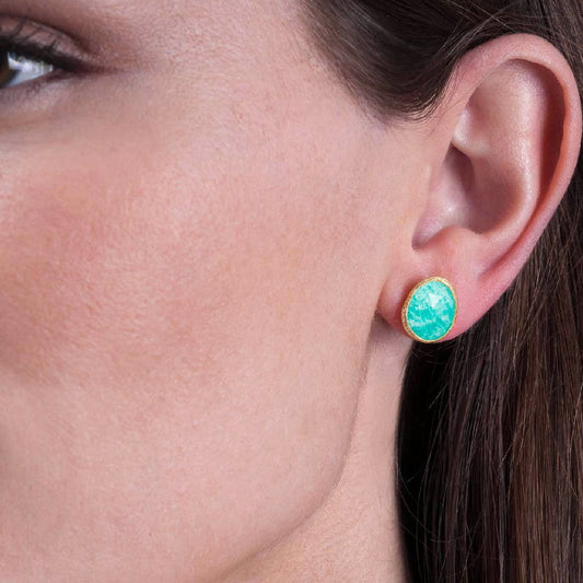 18k Vermeil Amazonite Stud PE129-2963AZO
