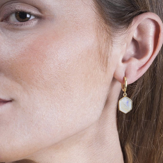 18k Vermeil Moonstone Hexagon Dangle PE129-83/ESO