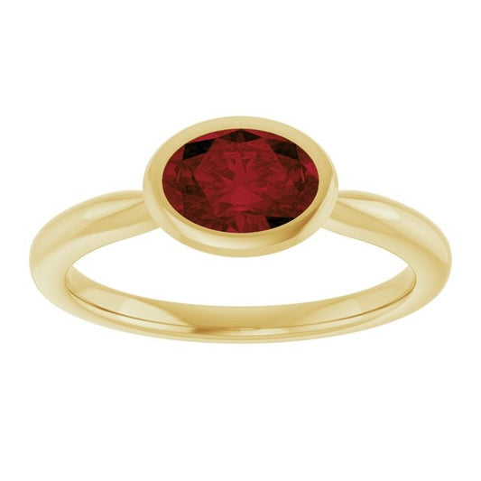 14kY 8x6mm Mozambique Garnet Ring 72021