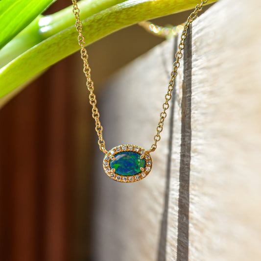 14kY .33ct Opal .05ct Dia Necklace SC55022506