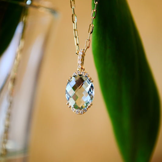 14kY 2.15ct Aqua 0.06ct Dia Pendant GNG98LTY06AQ