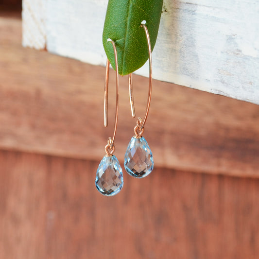 14kR Blue Topaz Simple Sweep Earring 13462BT