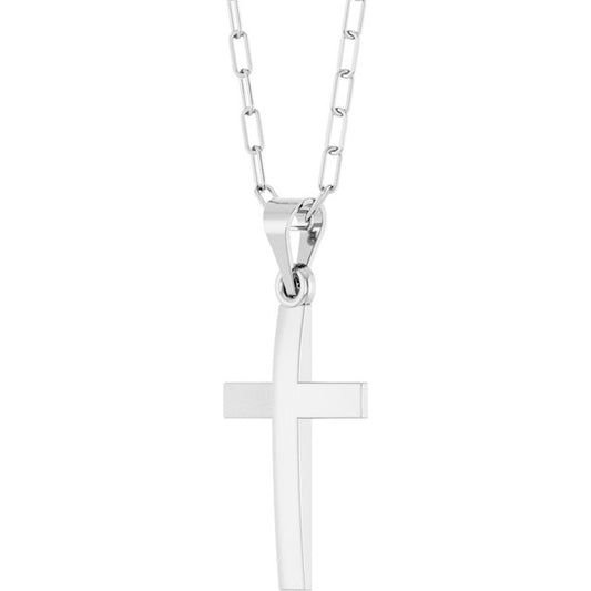 SS 23.7x11.5mm Cross Paperclip Necklace R50064 - 18"