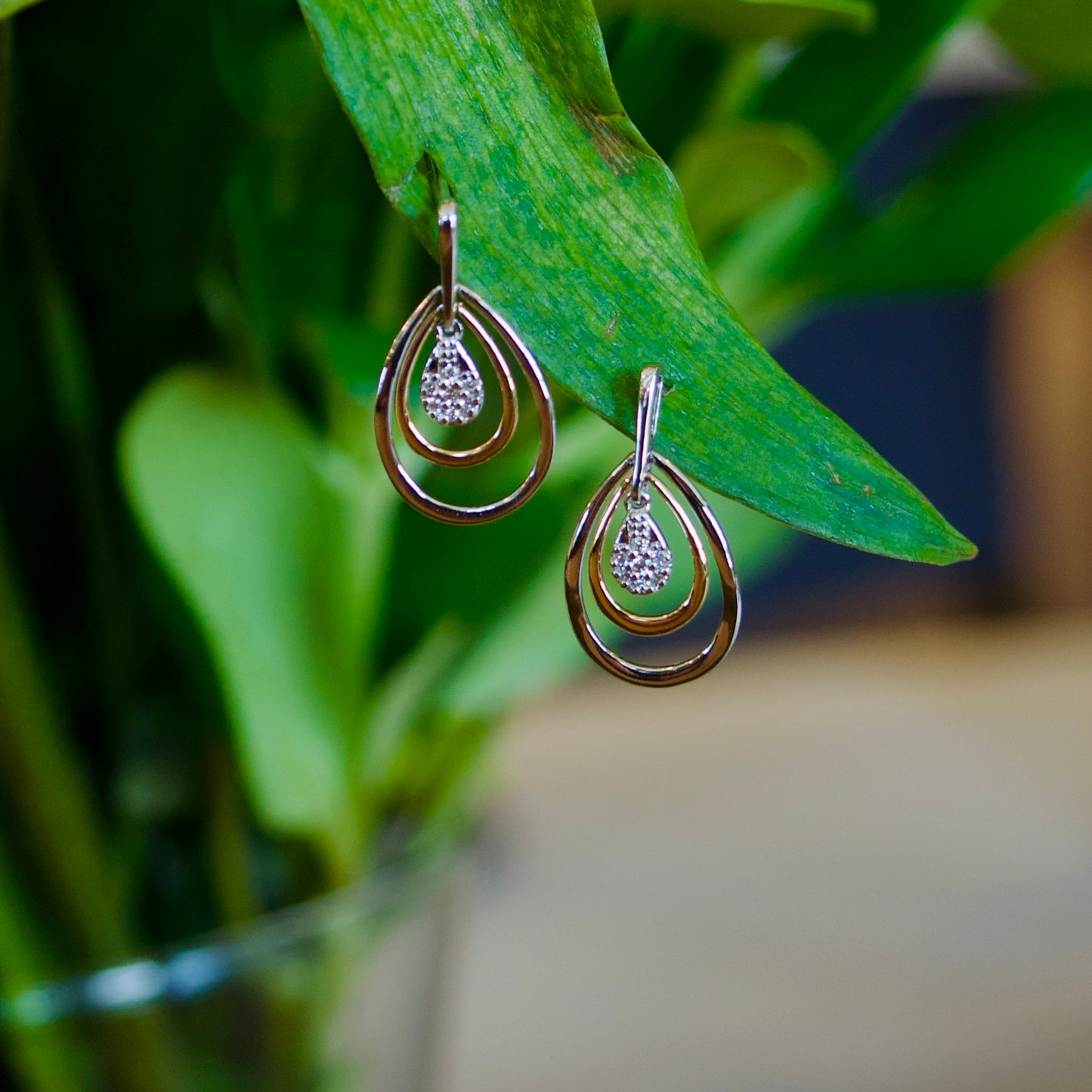 14kW/Y .06cttw Dia Double Drop Earring E1474