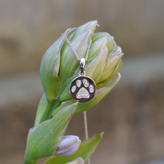 14kW .06cttw Diamond Paw Print Necklace GNH88LTW06