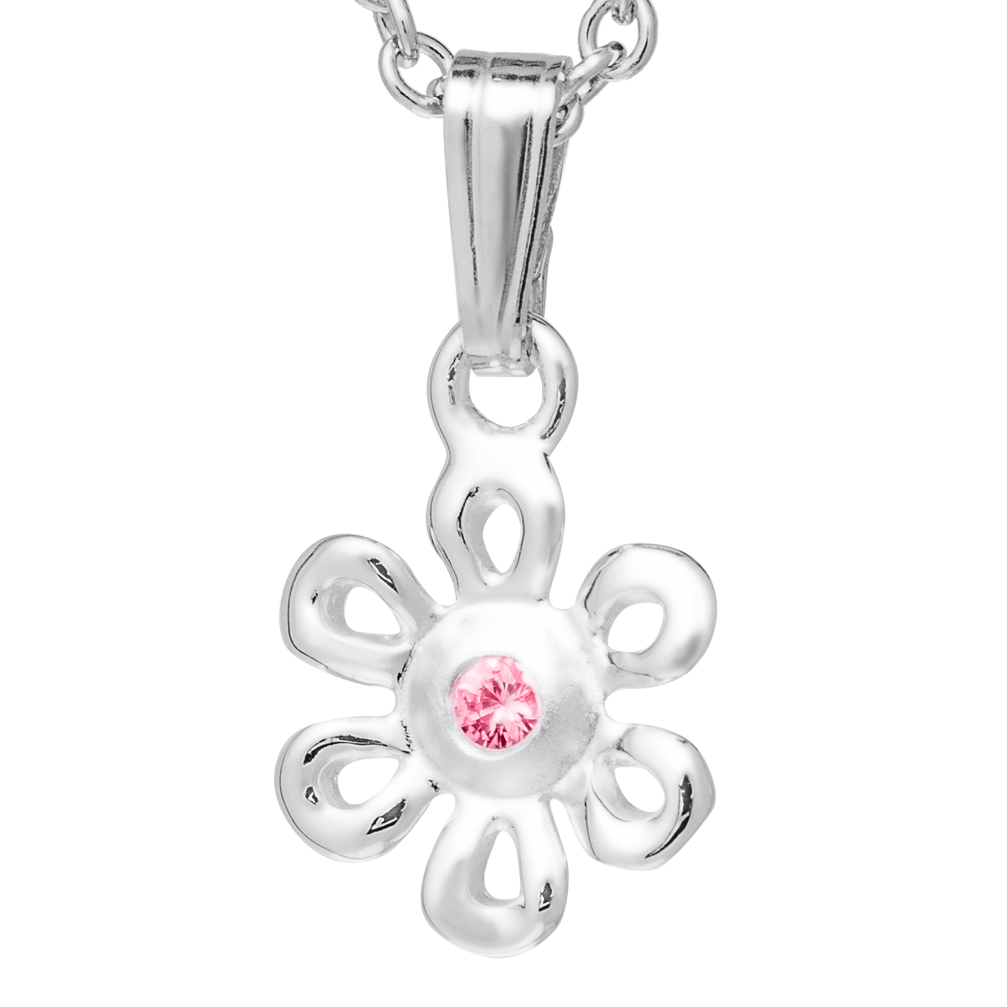 SS Daisy w/Pink Sapphire Necklace P225