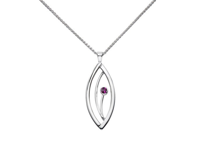 SS Rhodolite Garnet Flora Necklace PE45012RG-18
