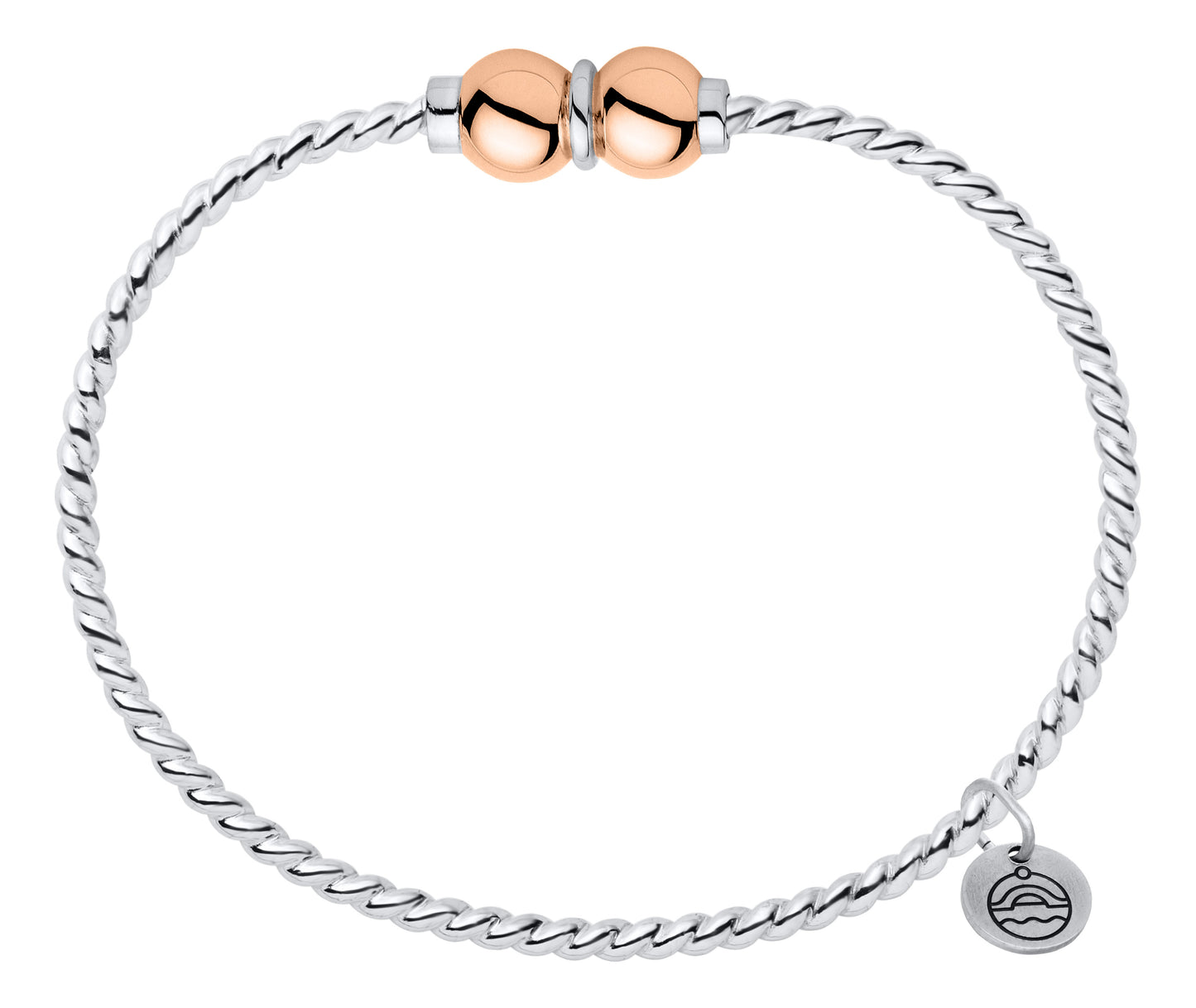 SS/RG Twist 2 Bead Bracelet RB5409-70